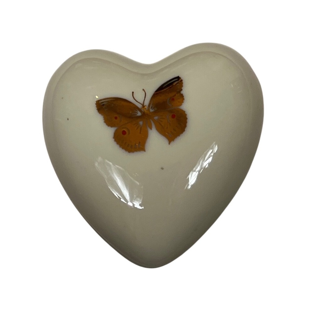Takashi Butterfly‎ Small Trinket Dish Heart Shaped Ceramic Vintage
